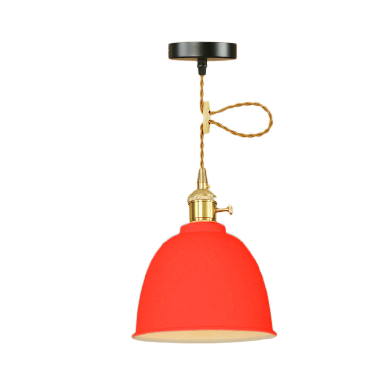 Industrial Style Domed Hanging Ceiling Light - 1 Pendant Lighting With Adjustable Cord