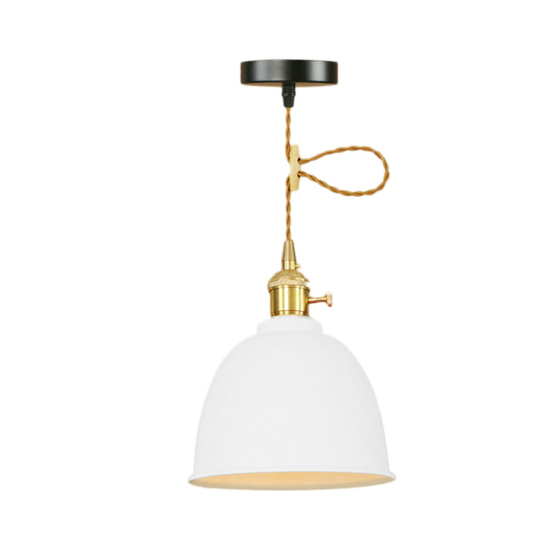 Industrial Style Domed Hanging Ceiling Light - 1 Pendant Lighting With Adjustable Cord