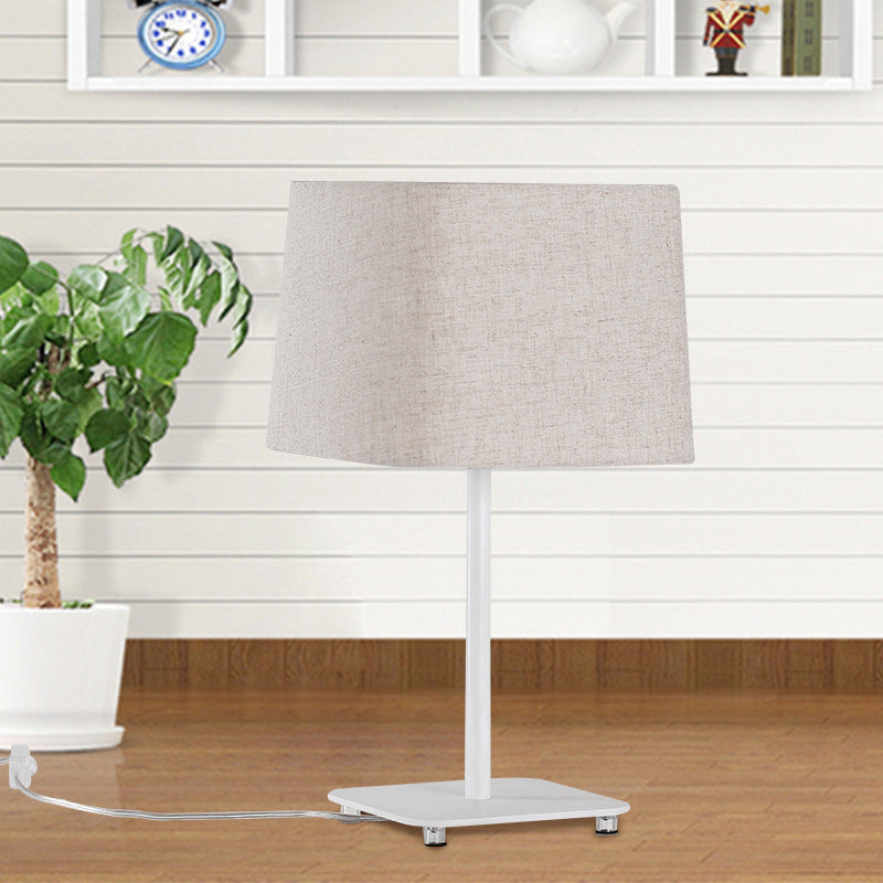 Modern White Night Table Lamp With Pagoda Fabric Shade - Perfect For Living Room Desks