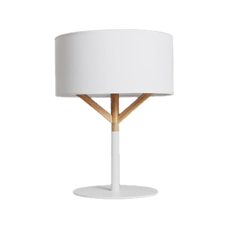 Modernist Fabric Table Lamp: Straight Sided Shade With White Reading Light - 1 Bulb