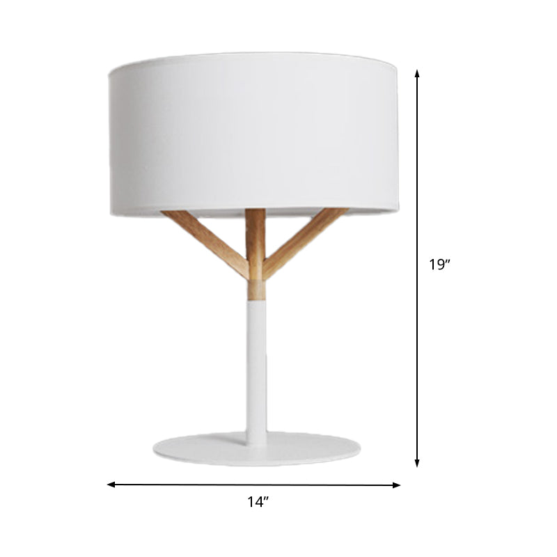 Modernist Fabric Table Lamp: Straight Sided Shade With White Reading Light - 1 Bulb