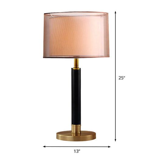 Modernist Gold Desk Lamp With Fabric Shade - Compact 1-Bulb Task Lighting For Living Room