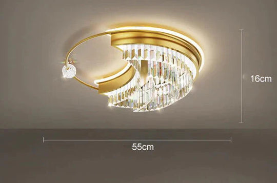 Modern Light Luxury Living Room Bedroom Crystal Copper Ceiling Lamp