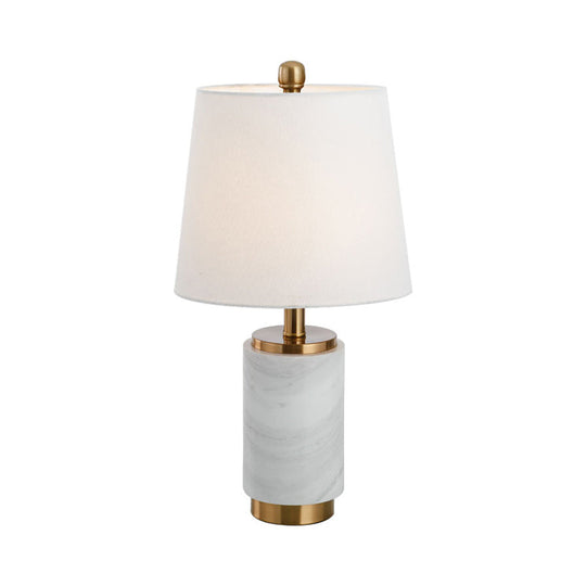 Contemporary Fabric Conical Table Light: White Small Desk Lamp For Living Room