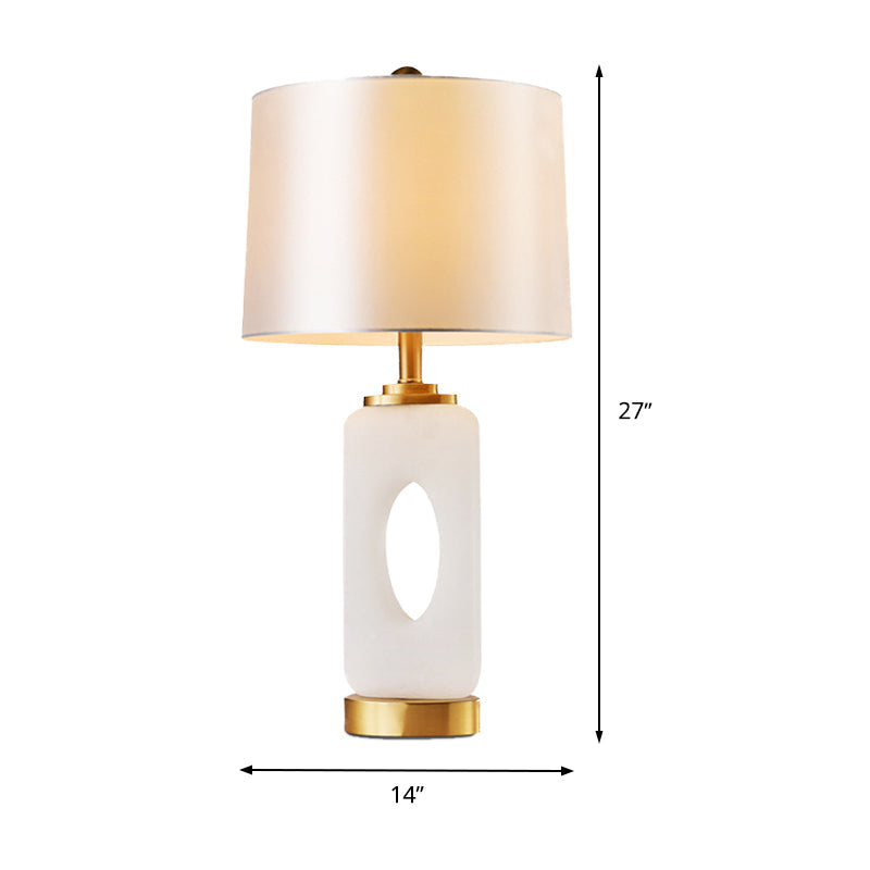 Contemporary Tapered Drum Task Lighting Table Lamp - White