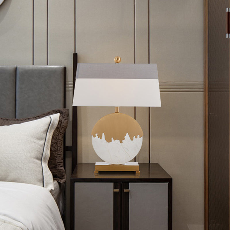 Modern Gold Bedside Lamp With Pagoda Fabric Shade - 1-Head Task Lighting For Bedroom