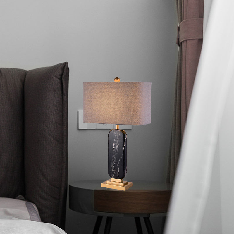 Shaded Task Lighting Small Desk Lamp In Contemporary Fabric For Bedside - Black