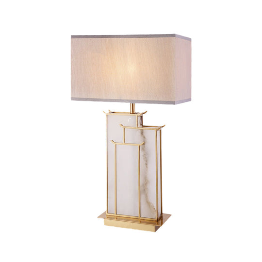 Modern White Table Light With Marble Base - 1 Bulb Task Lighting