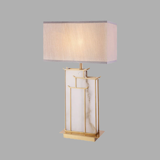 Modern White Table Light With Marble Base - 1 Bulb Task Lighting