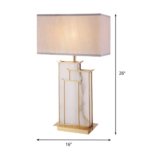 Modern White Table Light With Marble Base - 1 Bulb Task Lighting