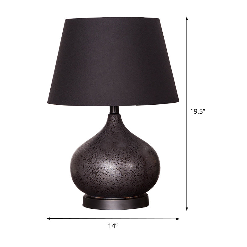 Black Fabric Tapered Drum Task Table Lamp - Modern Design 1 Bulb For Night Lighting