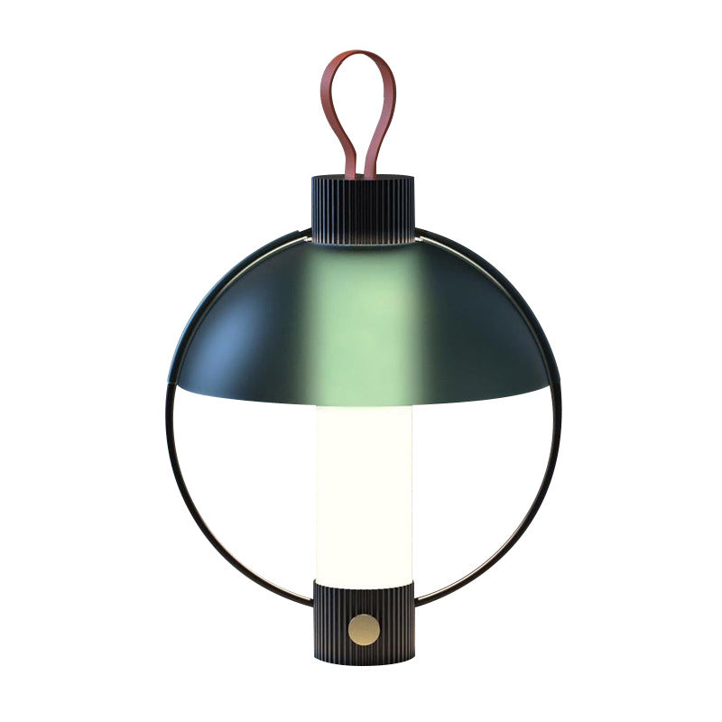 Green Metal Desk Lamp With Glass Shade - Modern Design & Domed Shape