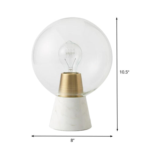 Modern Clear Glass Sphere Reading Light In White With 1 Bulb