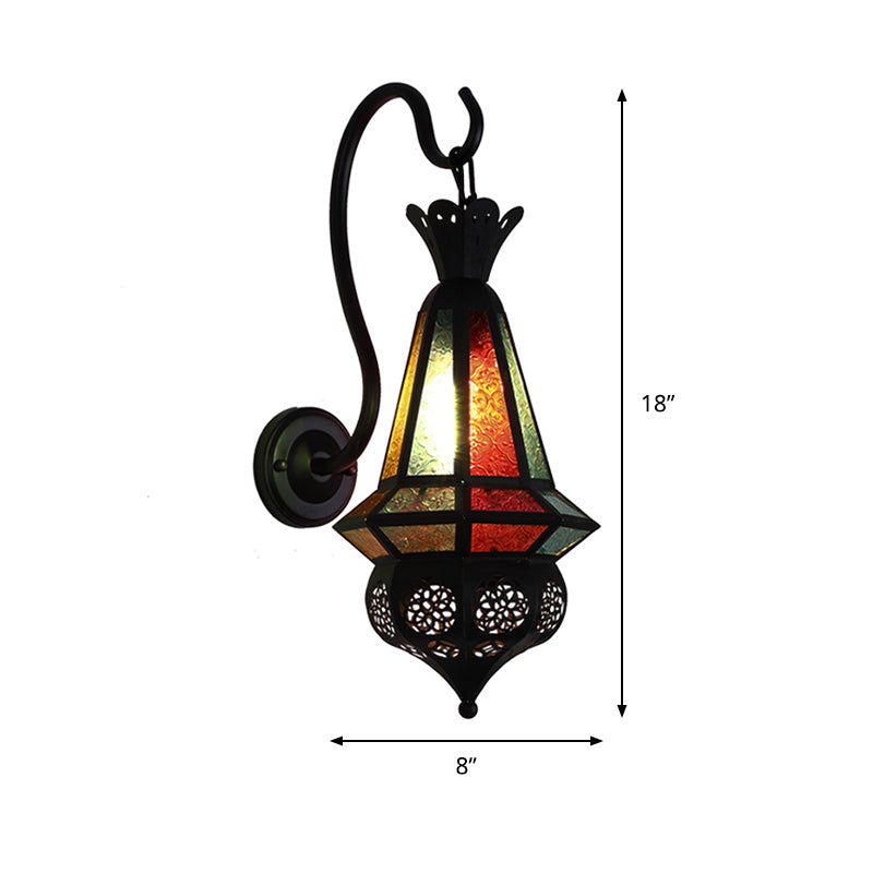 Antiqued Cone 1-Bulb Iron Wall Sconce Lamp | Black Mount Lighting For Corners