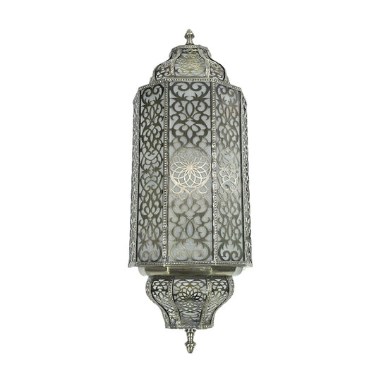 Antiqued 4-Head White Glass Sconce: Restaurant Wall Flush Mount Light