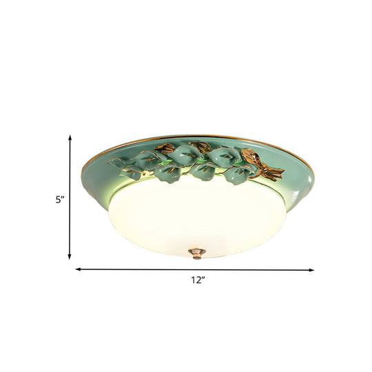 White Led Flush Mount Lighting For Bedroom - Pastoral Bowl Ceiling Fixture (1 Light Metal 12/14.5/17