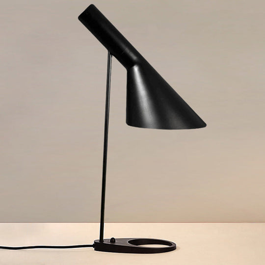 Modern Black Bedside Table Lamp With Flared Metal Shade - 1 Bulb