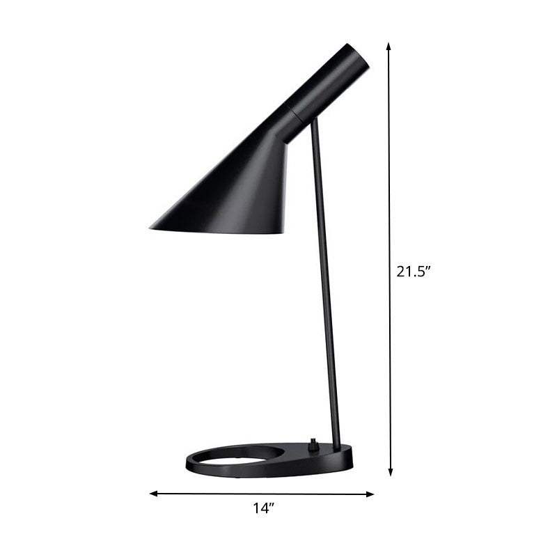 Modern Black Bedside Table Lamp With Flared Metal Shade - 1 Bulb