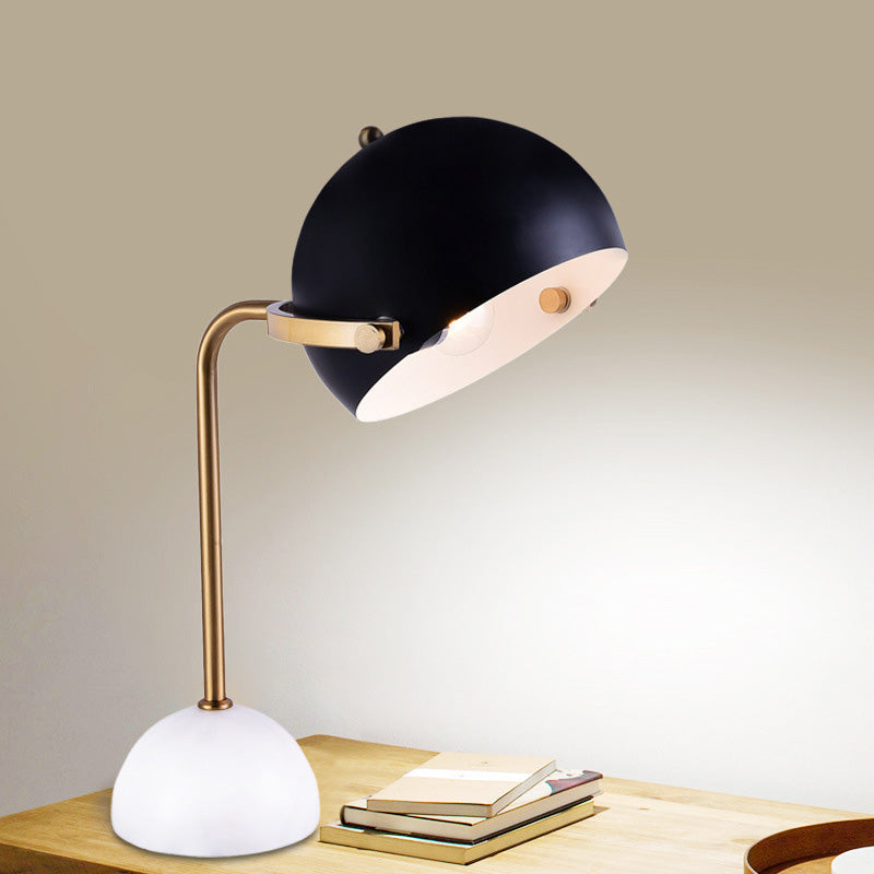 Modern Dome Task Lighting: Metal 1 Head Black Book Light With Curved Arm