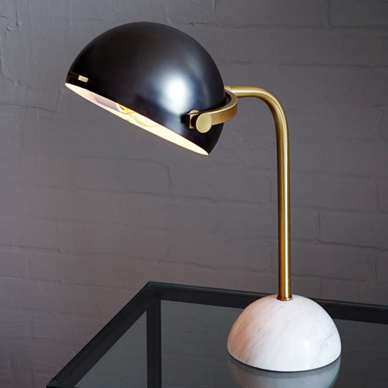 Modern Dome Task Lighting: Metal 1 Head Black Book Light With Curved Arm