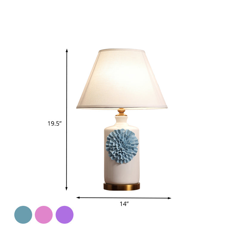 Pastoral Metal Nightstand Lamp For Bedroom - 19.5/23.5 Long 1 Bulb Cone/Bell Table Light In Sky