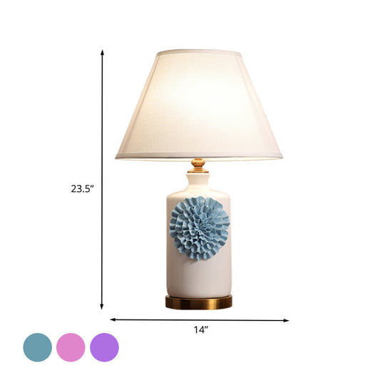 Pastoral Metal Nightstand Lamp For Bedroom - 19.5/23.5 Long 1 Bulb Cone/Bell Table Light In Sky