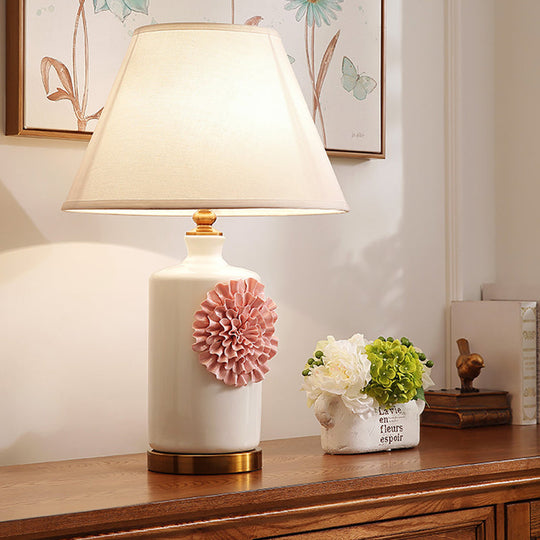 Pastoral Metal Nightstand Lamp For Bedroom - 19.5/23.5 Long 1 Bulb Cone/Bell Table Light In Sky