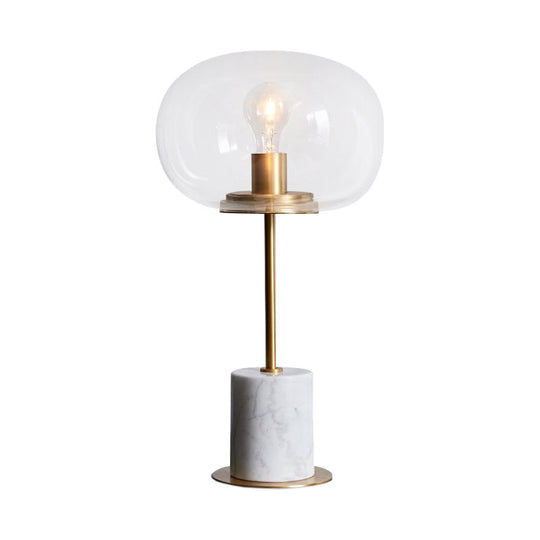 Clear Glass Table Lamp: Contemporary Shade 1-Bulb Reading Light For Living Room