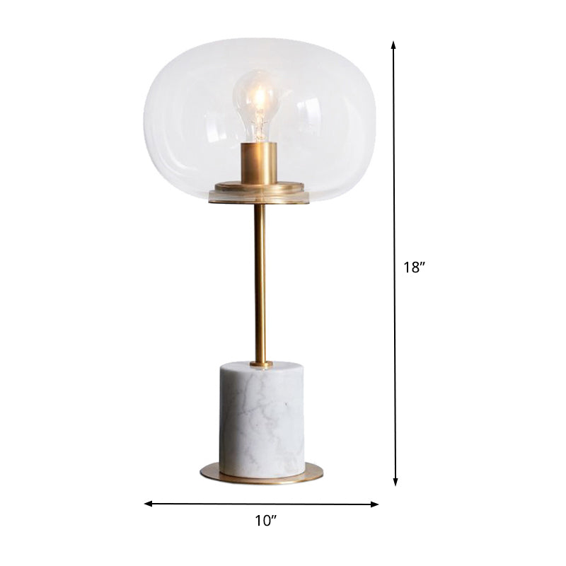 Clear Glass Table Lamp: Contemporary Shade 1-Bulb Reading Light For Living Room