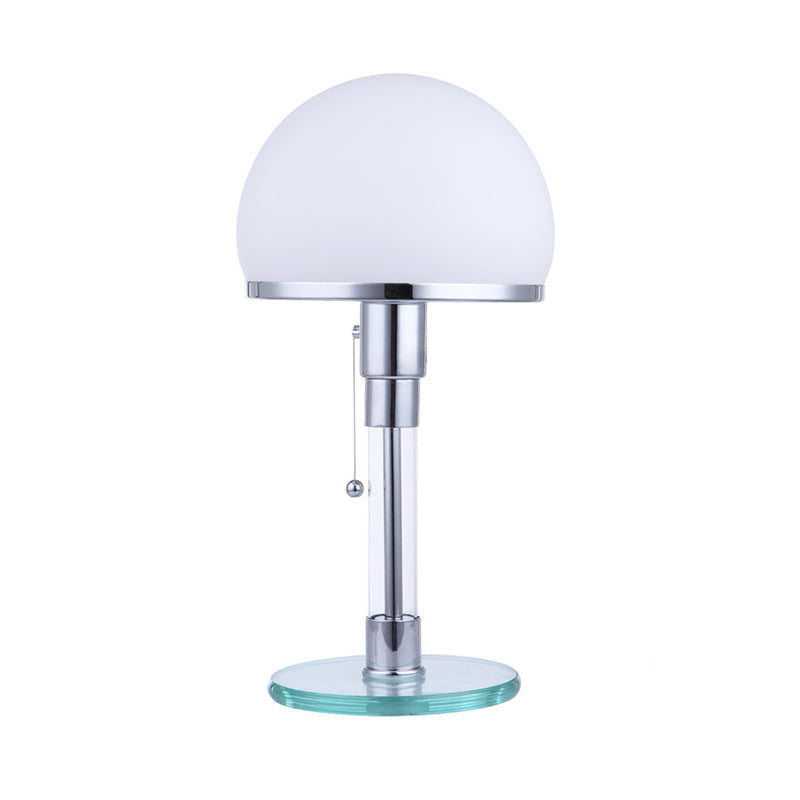 Contemporary White Glass Nightstand Lamp With Blue Reading Light