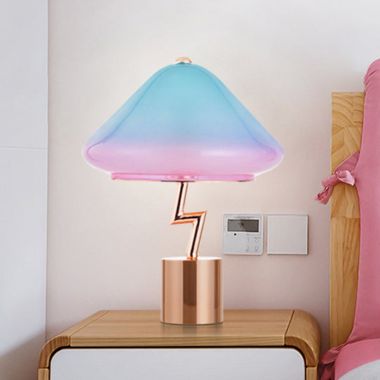 Mushroom Desk Light - Modernist Pink And Blue Glass Bedroom Night Table Lamp Pink-Blue