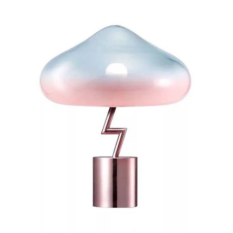 Mushroom Desk Light - Modernist Pink And Blue Glass Bedroom Night Table Lamp