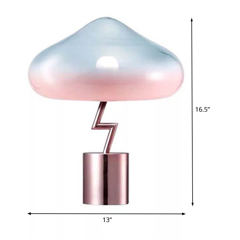 Mushroom Desk Light - Modernist Pink And Blue Glass Bedroom Night Table Lamp