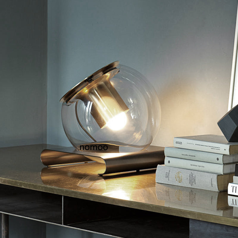 Modern Clear Glass Study Desk Lamp With Metal Base