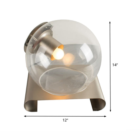 Modern Clear Glass Study Desk Lamp With Metal Base