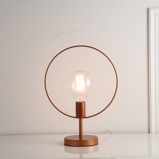 Modernist Metal Desk Lamp: Circular 1 Head Burgundy Reading Light For Study