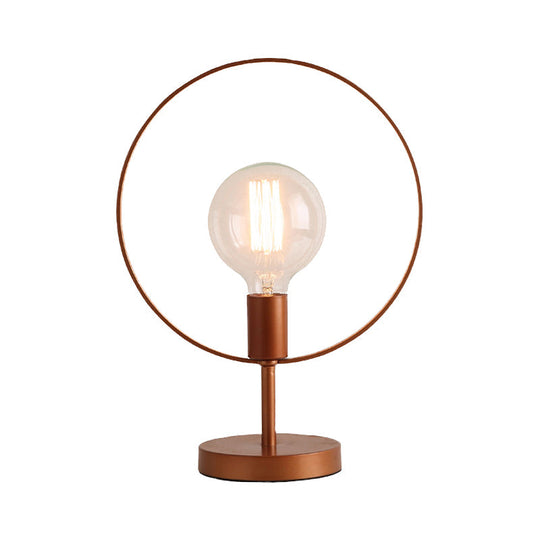 Modernist Metal Desk Lamp: Circular 1 Head Burgundy Reading Light For Study