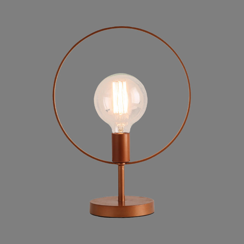 Modernist Metal Desk Lamp: Circular 1 Head Burgundy Reading Light For Study