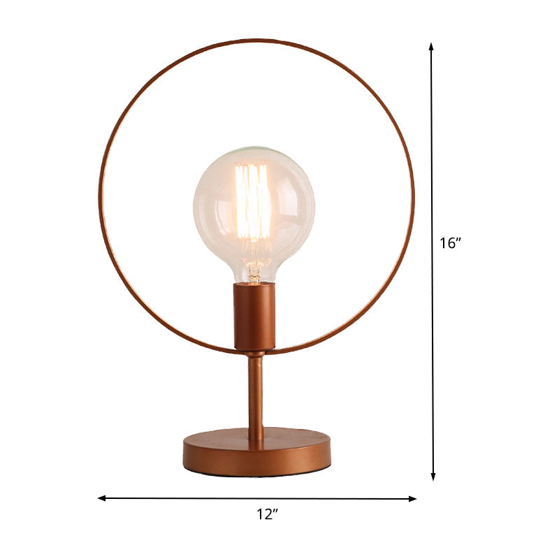 Modernist Metal Desk Lamp: Circular 1 Head Burgundy Reading Light For Study