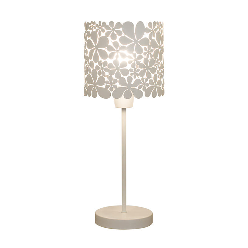 Modern 1-Bulb White Flower Desk Lamp With Metal Shade For Task Lighting