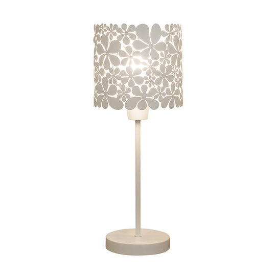 Modern 1-Bulb White Flower Desk Lamp With Metal Shade For Task Lighting