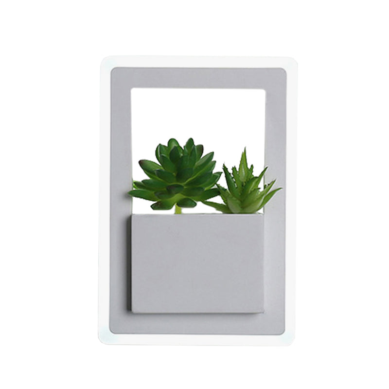 Modern Acrylic Led Wall Light In White: Round/Rectangle/Rhombus Shape For Indoor Plants With