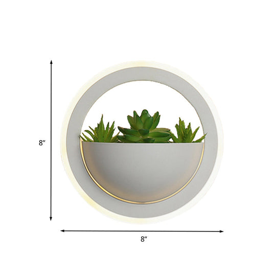 Modern Acrylic Led Wall Light In White: Round/Rectangle/Rhombus Shape For Indoor Plants With