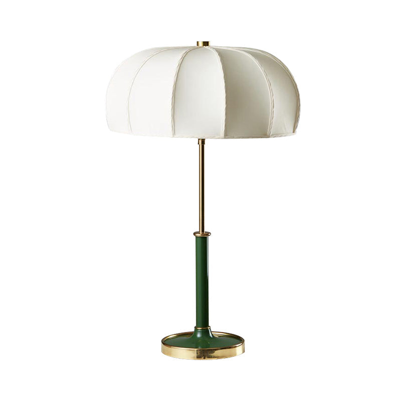 Contemporary Green/White Fabric Table Lamp With Metal Base - Shaded Task Lighting 1 Head