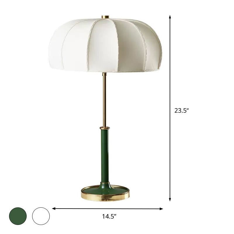 Contemporary Green/White Fabric Table Lamp With Metal Base - Shaded Task Lighting 1 Head