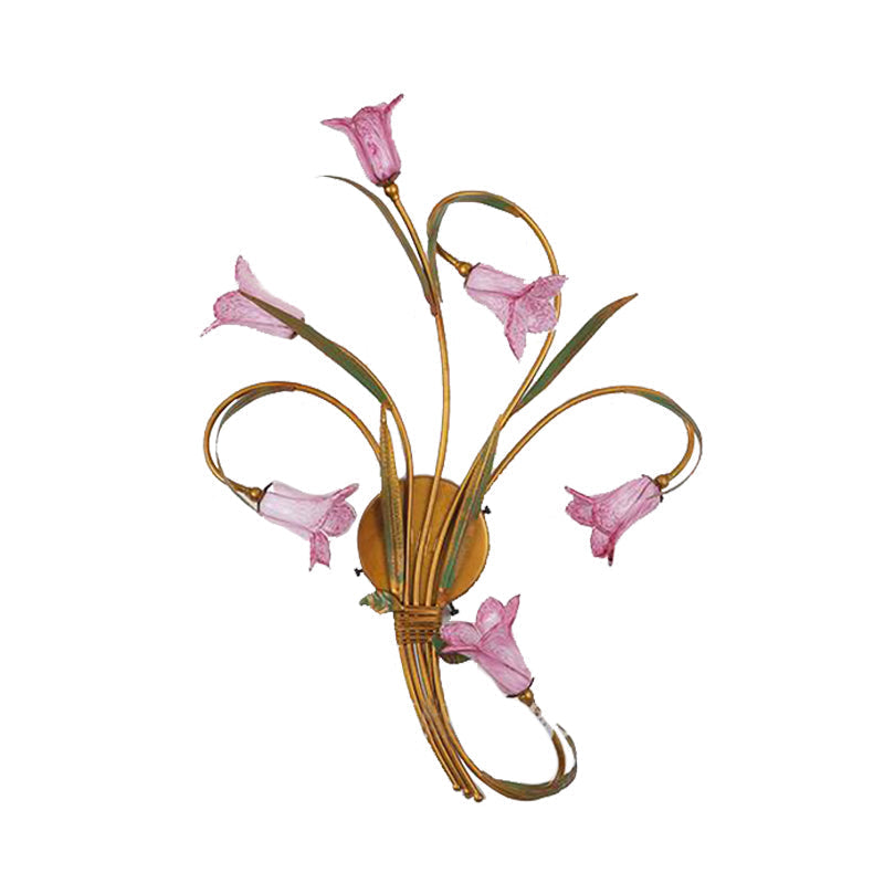 Gold Lily 6-Head Metal Sconce Lamp For Romantic Living Room Lighting