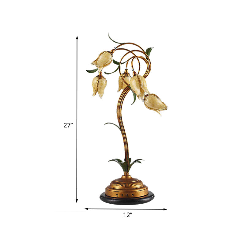 American Garden 5-Head Metal Tulip Night Light In Brass - Perfect For Bedroom