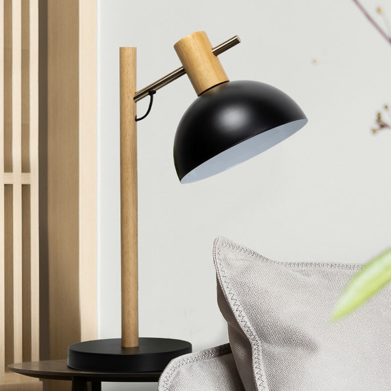 Modernist Hemisphere Task Lighting: Metallic 1-Bulb Reading Lamp In Black For Study