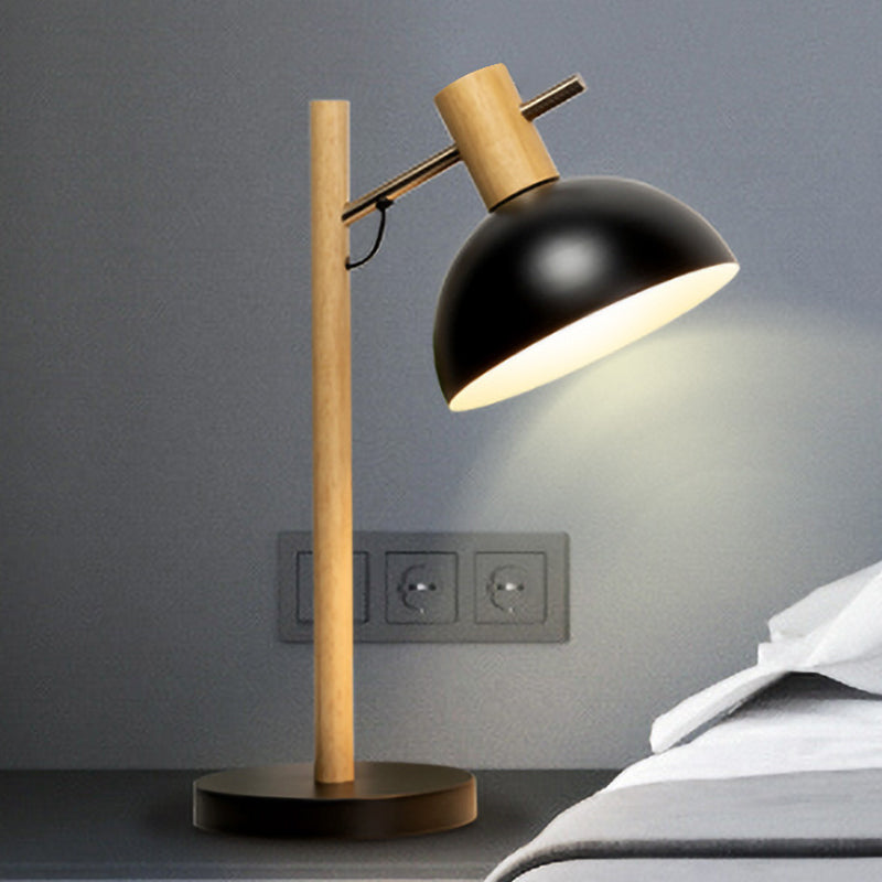 Modernist Hemisphere Task Lighting: Metallic 1-Bulb Reading Lamp In Black For Study