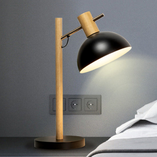 Modernist Hemisphere Task Lighting: Metallic 1-Bulb Reading Lamp In Black For Study